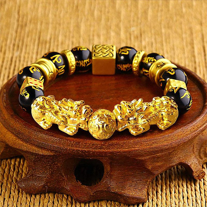 Gold-Plated Double Pixiu Bracelet – Extreme Wealth & Protection Charm