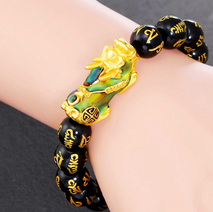Color-Changing Pixiu Obsidian Wealth Bracelet – Dynamic Energy for Wealth & Protection