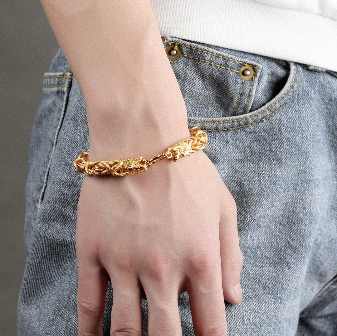Double-Headed Golden Dragon Bracelet – Amplify Success & Fortune