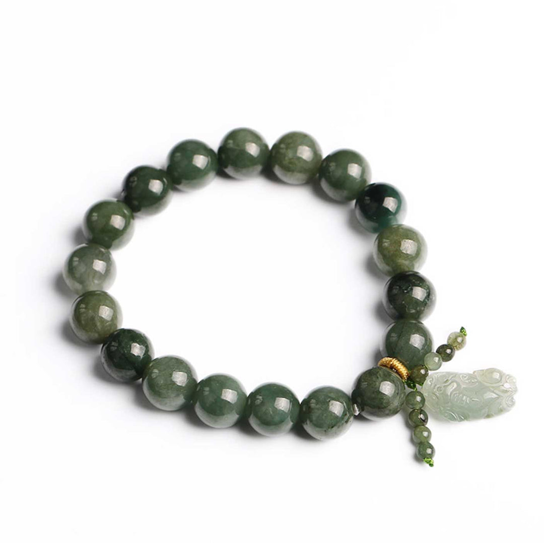 Green Jade Bracelet with Pixiu – Invite Wealth & Calming Energies