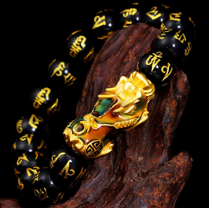 Color-Changing Pixiu Obsidian Wealth Bracelet – Dynamic Energy for Wealth & Protection