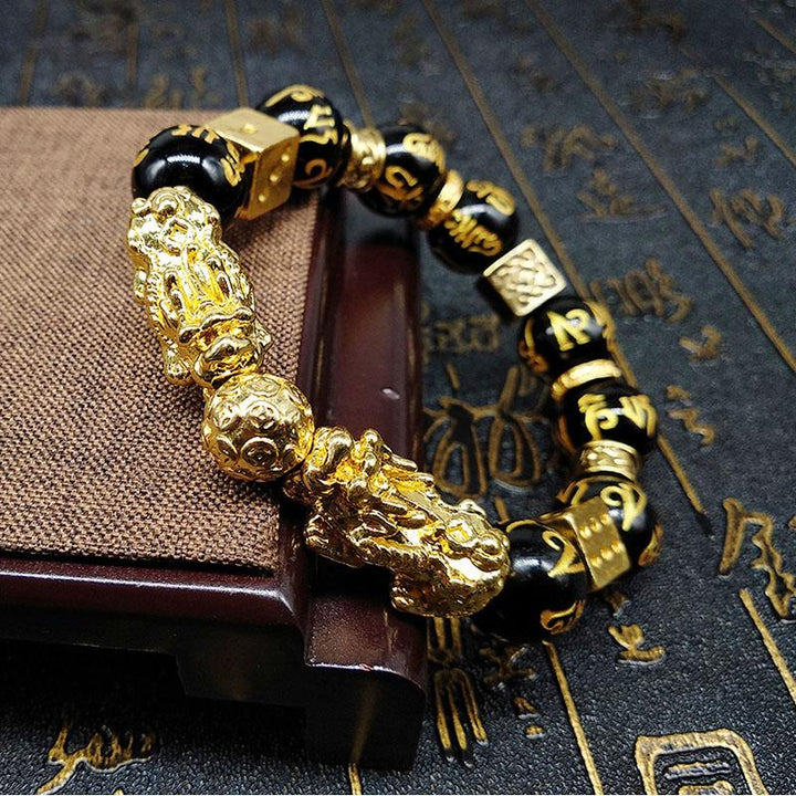 Gold-Plated Double Pixiu Bracelet – Extreme Wealth & Protection Charm