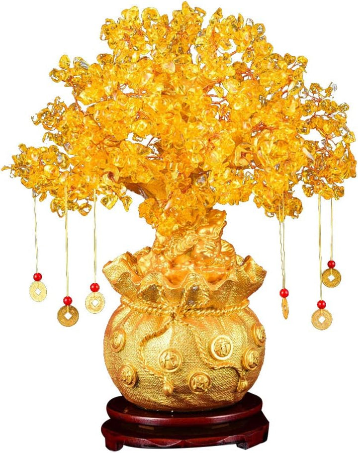 Homoyoyo Citrine Money Tree – Crystal Feng Shui Bonsai for Abundance, Wealth & Success