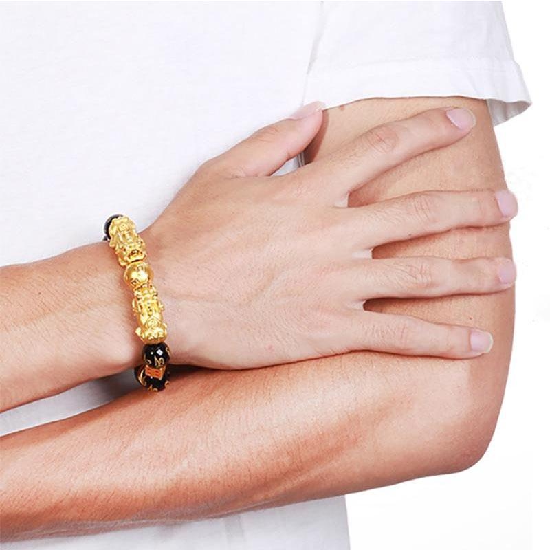 Gold-Plated Double Pixiu Bracelet – Extreme Wealth & Protection Charm
