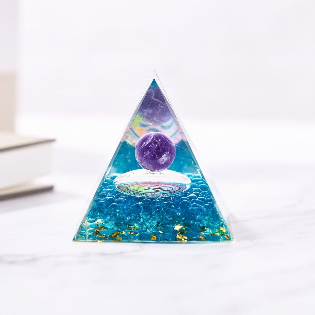 Amethyst Orgonite Pyramid – Purification & EMF Protection