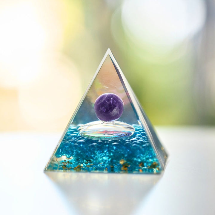 Amethyst Orgonite Pyramid – Purification & EMF Protection
