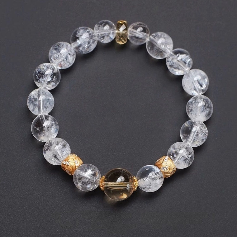 Clear Quartz Master Healer Bracelet with Citrine - Healing, Clarity & Balance