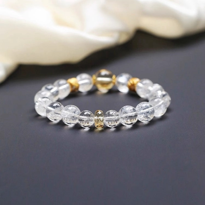 Clear Quartz Master Healer Bracelet with Citrine - Healing, Clarity & Balance