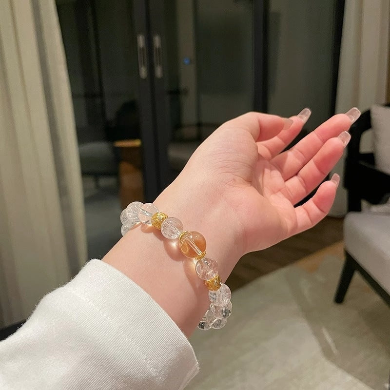 Clear Quartz Master Healer Bracelet with Citrine - Healing, Clarity & Balance