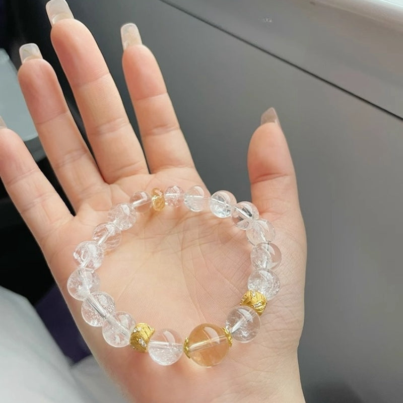 Clear Quartz Master Healer Bracelet with Citrine - Healing, Clarity & Balance