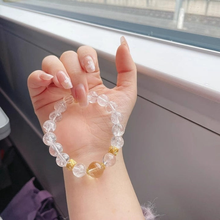 Clear Quartz Master Healer Bracelet with Citrine - Healing, Clarity & Balance
