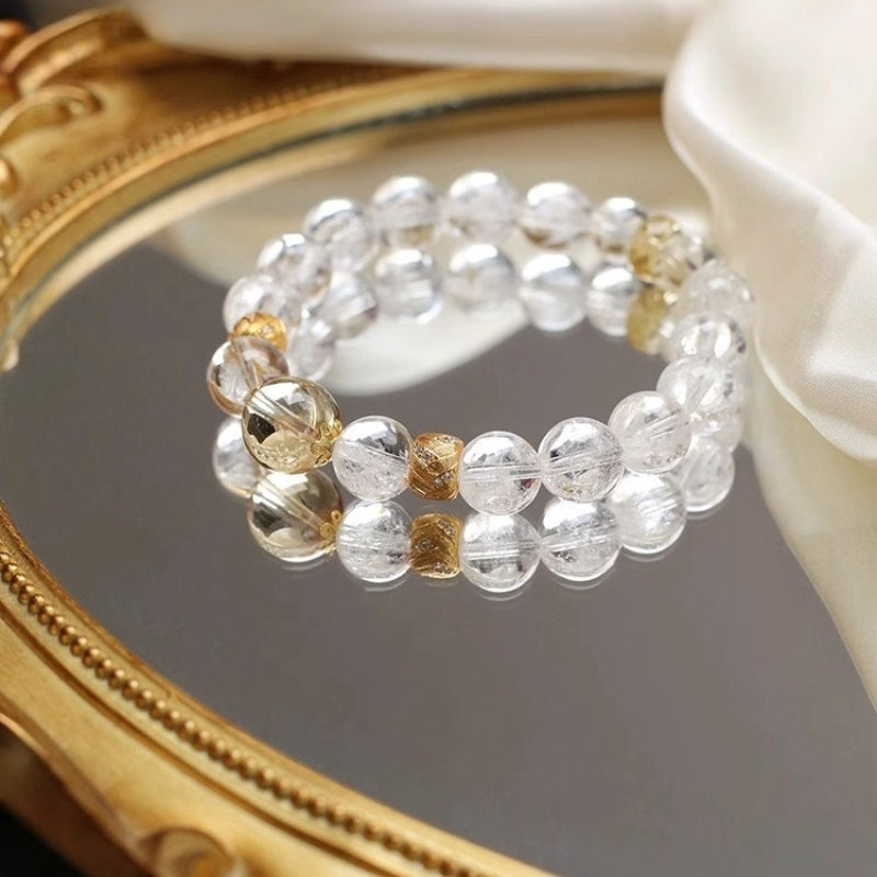 Clear Quartz Master Healer Bracelet with Citrine - Healing, Clarity & Balance