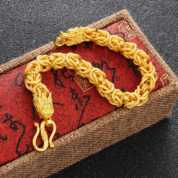 Double-Headed Golden Dragon Bracelet – Amplify Success & Fortune
