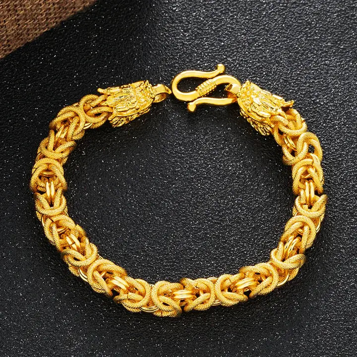 Double-Headed Golden Dragon Bracelet – Amplify Success & Fortune