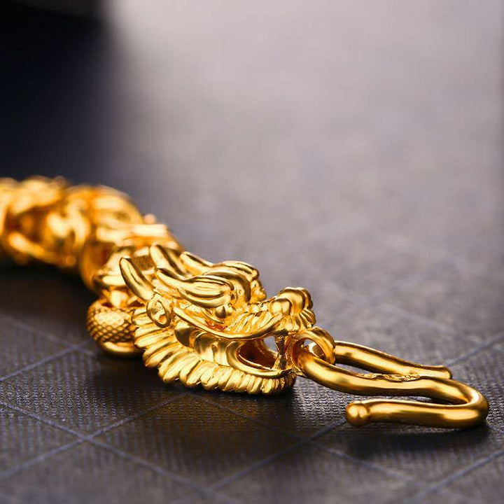 Double-Headed Golden Dragon Bracelet – Amplify Success & Fortune
