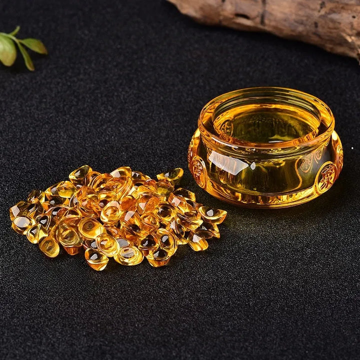 Feng Shui Golden Treasure Basin – Wealth Attraction Crystal Decor with Ingot