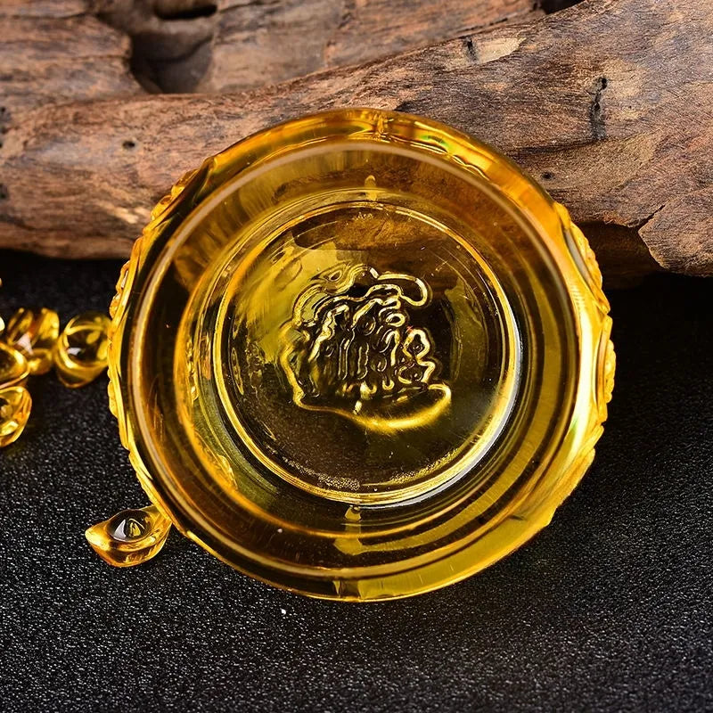Feng Shui Golden Treasure Basin – Wealth Attraction Crystal Decor with Ingot