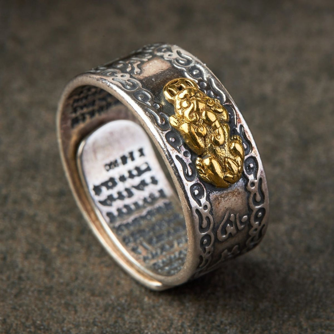 Feng Shui Pixiu Mantra Ring – Wealth & Protection