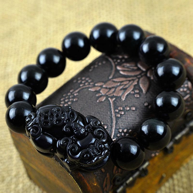 Black Obsidian Pixiu Bracelet – Ultimate Wealth Protection & Energy Shield