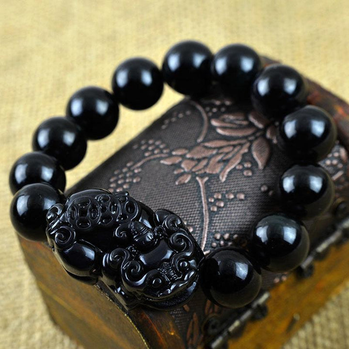 Black Obsidian Pixiu Bracelet – Ultimate Wealth Protection & Energy Shield