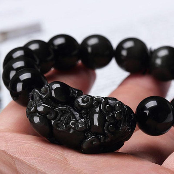 Black Obsidian Pixiu Bracelet – Ultimate Wealth Protection & Energy Shield