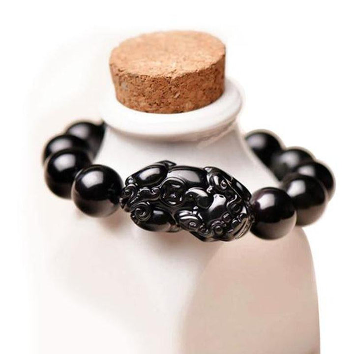 Black Obsidian Pixiu Bracelet – Ultimate Wealth Protection & Energy Shield
