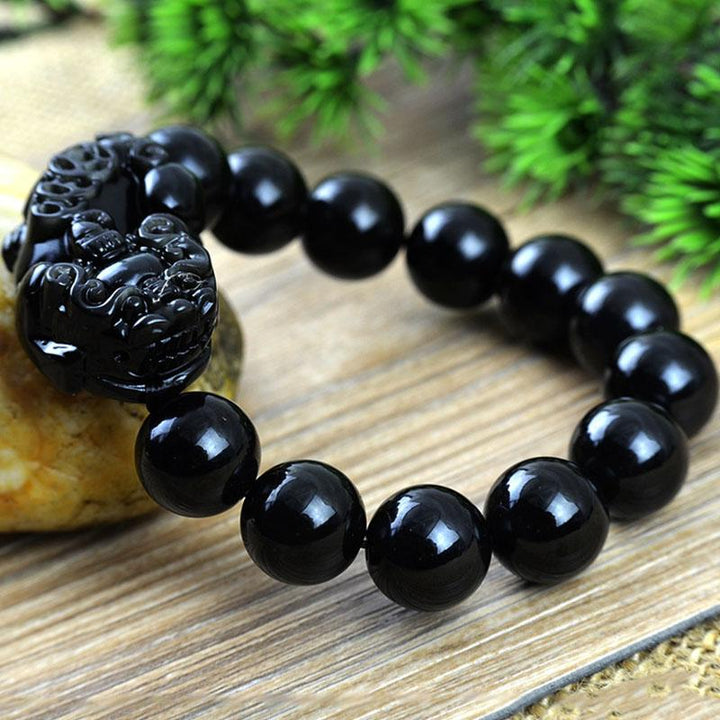 Black Obsidian Pixiu Bracelet – Ultimate Wealth Protection & Energy Shield