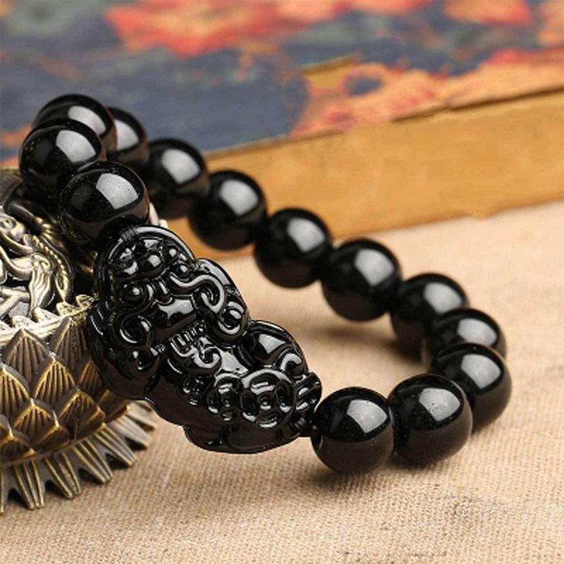 Black Obsidian Pixiu Bracelet – Ultimate Wealth Protection & Energy Shield