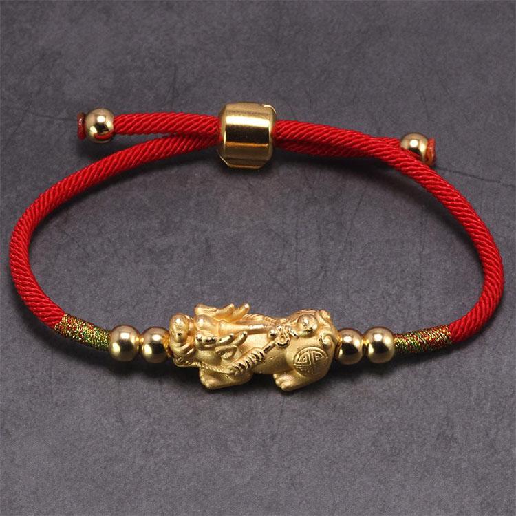 Feng Shui Piyao Wealth Bracelet – Red/Black String
