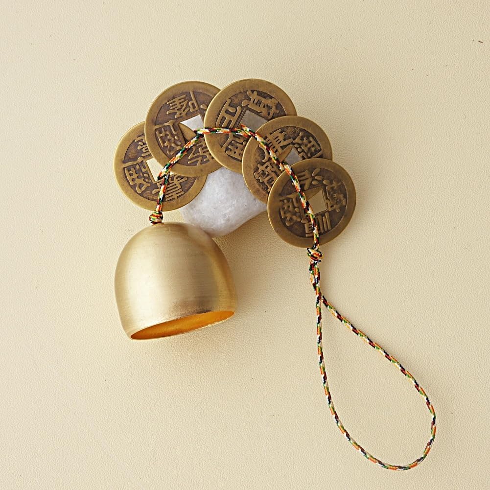 Good Luck Chinese Feng Shui Bell with 5 Coins – Wealth and Health Wind Chime