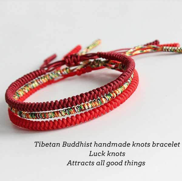 Tibetan Buddhist Knot Lucky Rope Bracelet – Handmade Mantra-Infused Good Luck Charm