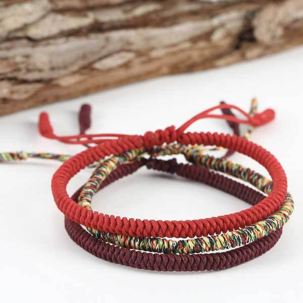Tibetan Buddhist Knot Lucky Rope Bracelet – Handmade Mantra-Infused Good Luck Charm