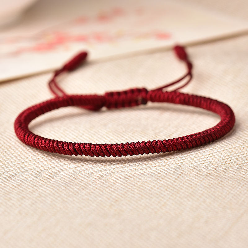 Tibetan Buddhist Knot Lucky Rope Bracelet – Handmade Mantra-Infused Good Luck Charm