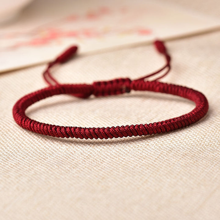 Tibetan Buddhist Knot Lucky Rope Bracelet – Handmade Mantra-Infused Good Luck Charm