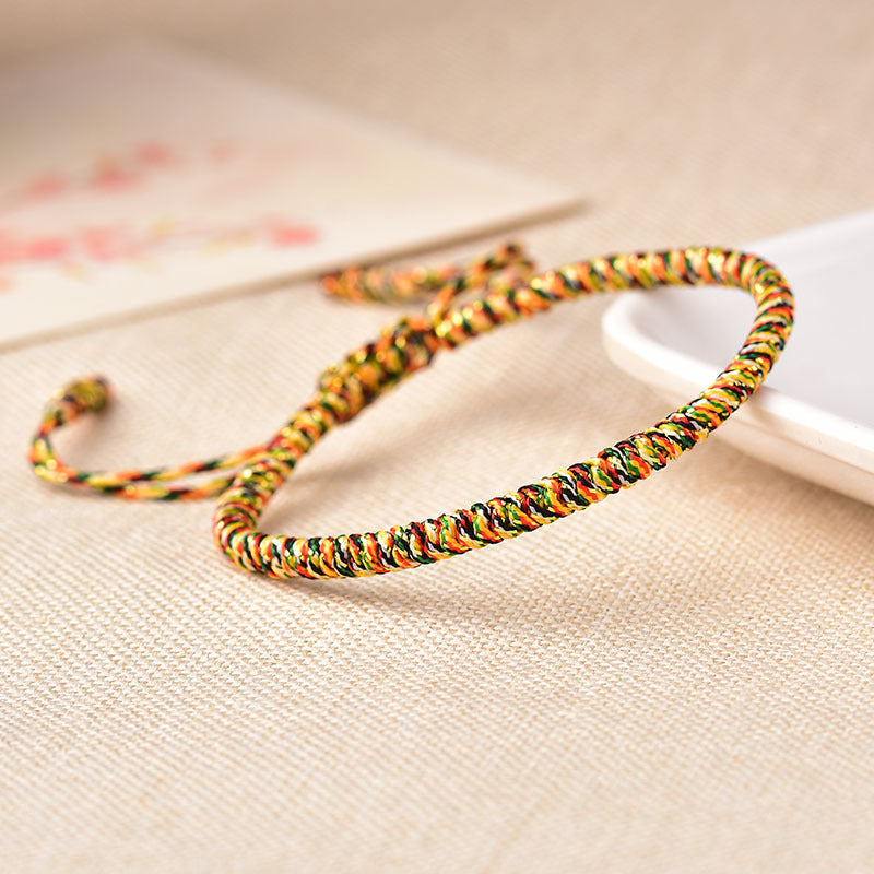 Tibetan Buddhist Knot Lucky Rope Bracelet – Handmade Mantra-Infused Good Luck Charm