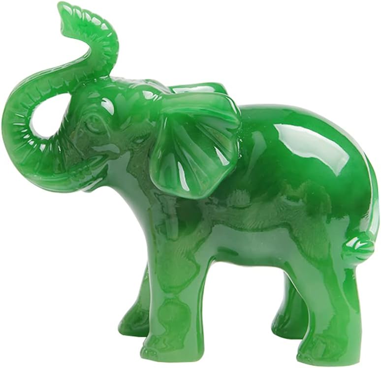 Jade Green Feng Shui Lucky Elephant Statue – Wealth, Wisdom & Protection Figurine