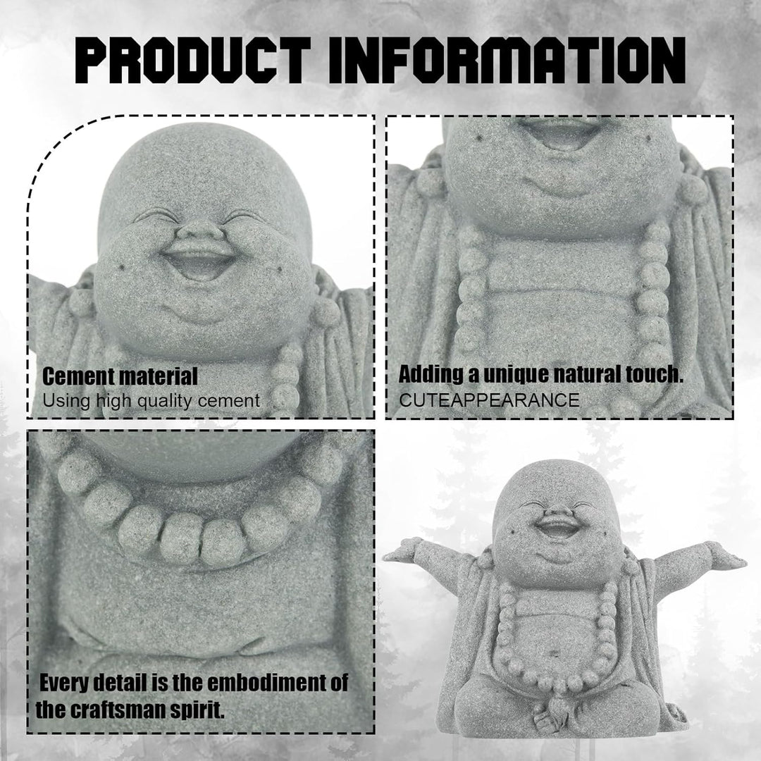 Laughing Buddha Sandstone Statue – Zen Monk Figurine for Wealth, Luck & Serenity