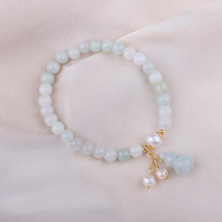 Light Green Jade Wu Lou Amulet Bracelet – Healing, Longevity & Illness