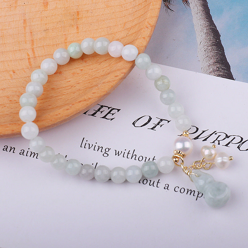 Light Green Jade Wu Lou Amulet Bracelet – Healing, Longevity & Illness