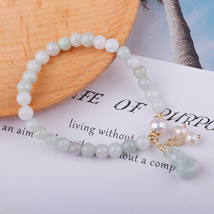 Light Green Jade Wu Lou Amulet Bracelet – Healing, Longevity & Illness