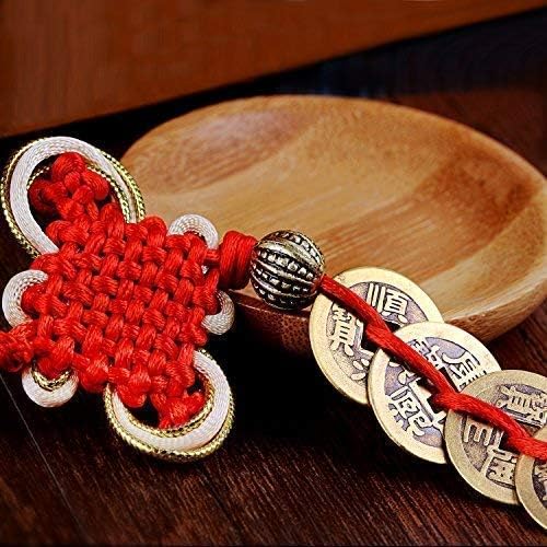Lucky Five Emperor Coins with Red Chinese Knot – Feng Shui Coins for Wealth and Success