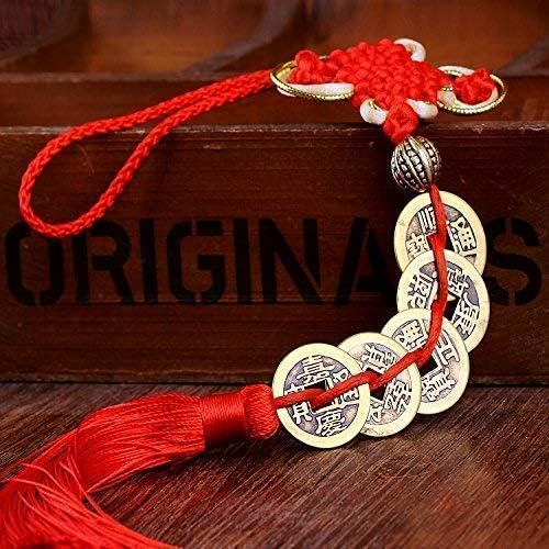 Lucky Five Emperor Coins with Red Chinese Knot – Feng Shui Coins for Wealth and Success