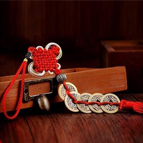 Lucky Five Emperor Coins with Red Chinese Knot – Feng Shui Coins for Wealth and Success