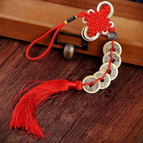 Lucky Five Emperor Coins with Red Chinese Knot – Feng Shui Coins for Wealth and Success