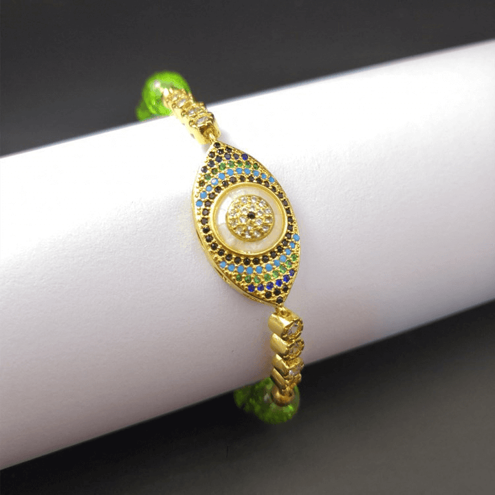 Peridot Style Evil Eye Bracelet – Wealth Energy & Protection in One