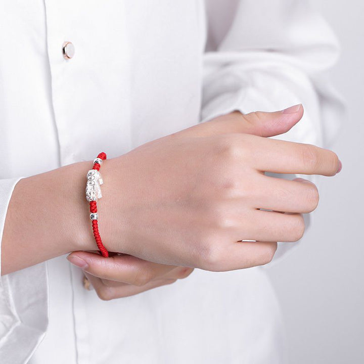 Red String Silver Pixiu Bracelet – Attract Windfall Luck & Open Wealth Paths