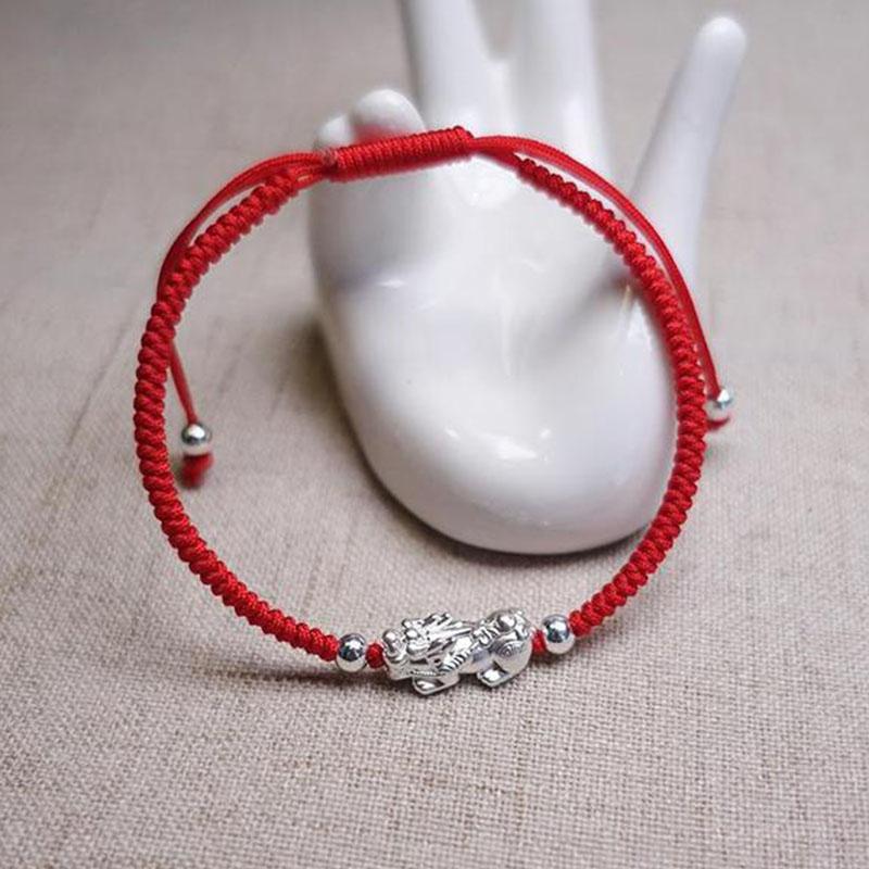 Red String Silver Pixiu Bracelet – Attract Windfall Luck & Open Wealth Paths