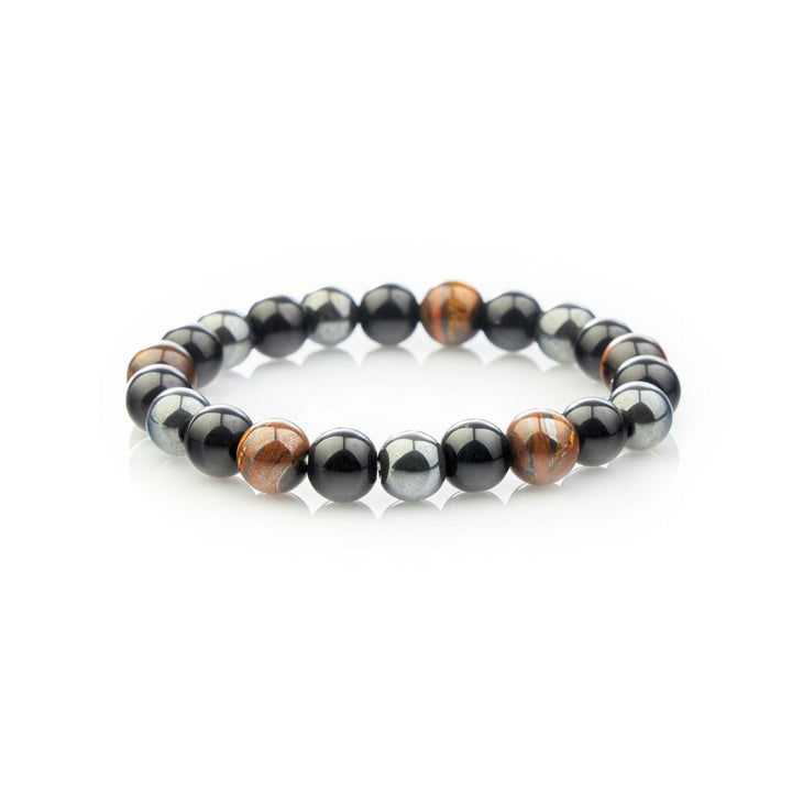 Triple Protection Bracelet – Tiger’s Eye, Obsidian, Hematite for Energy Shielding and Strength