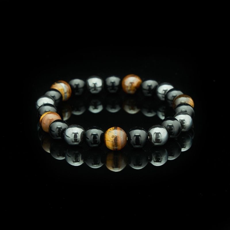 Triple Protection Bracelet – Tiger’s Eye, Obsidian, Hematite for Energy Shielding and Strength