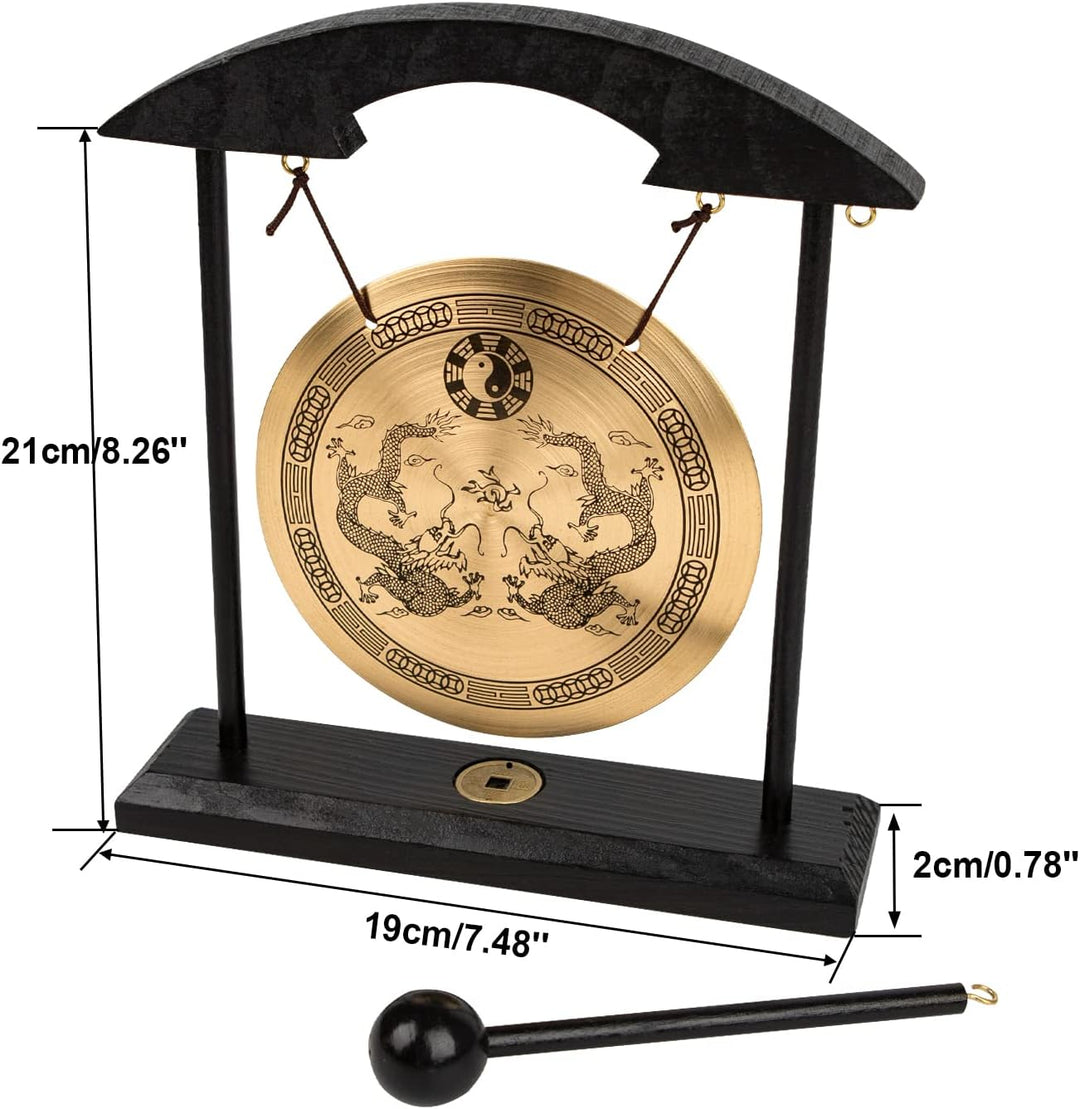 Zen Art Brass Feng Shui Desktop Gong – Harmonious Sound Decor for Home & Office
